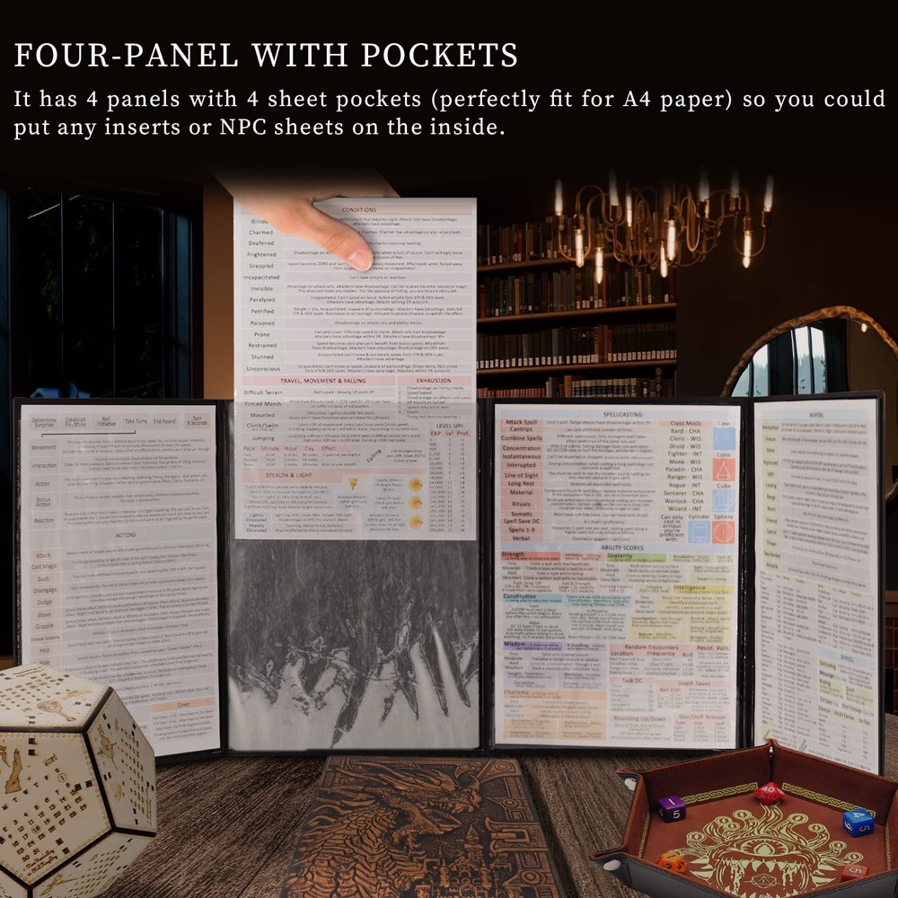 Dungeon Master Screen Four-Panel DM Screen Dungeons and Dragon Pathfinder D&D