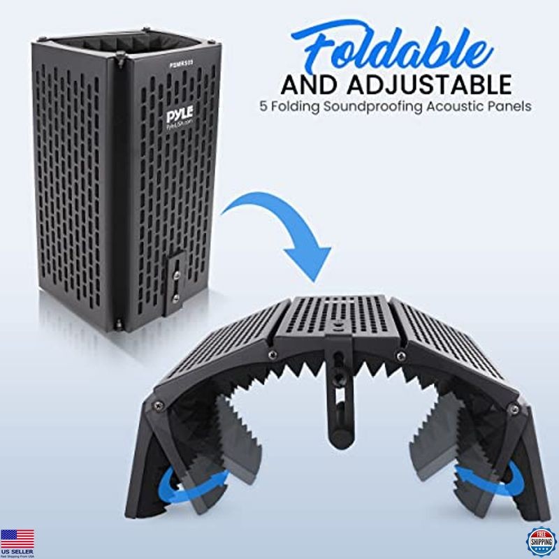 Pyle Studio Microphone Isolation Kit with 5 Adjustable Acoustic Panels & Mount
