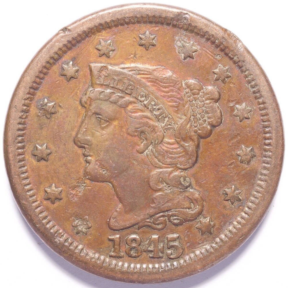 1845 Large Cent Braided Hair