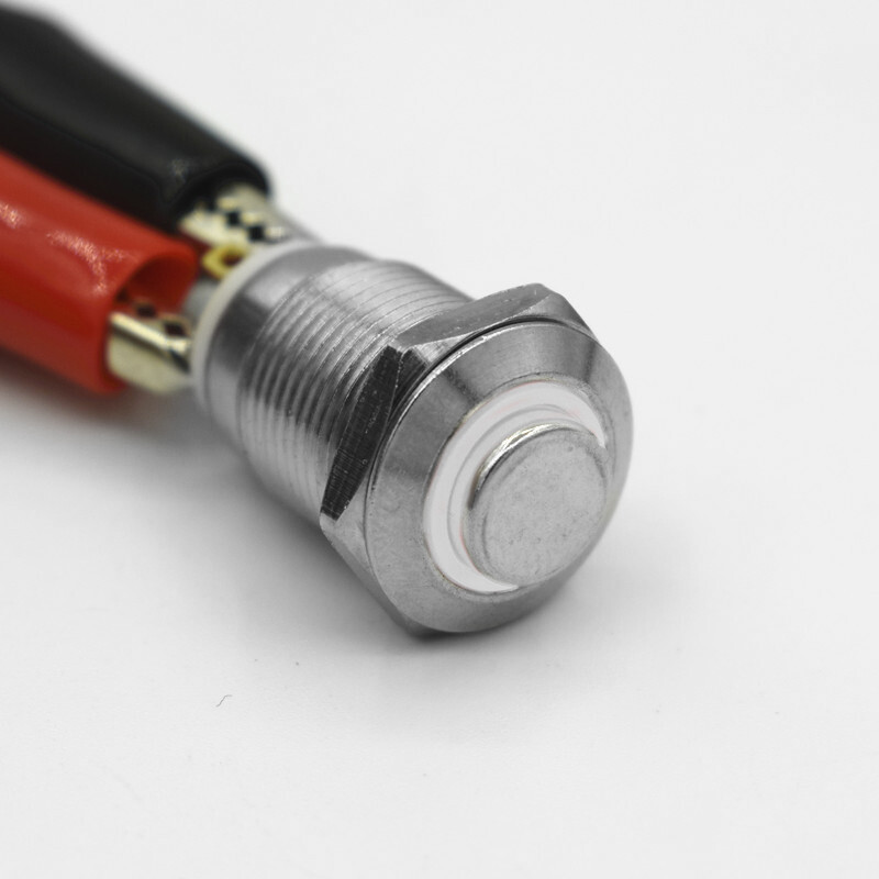 2PC 8mm White Metal Push Button Switch 4Pin LED Latching Self Locking Waterproof