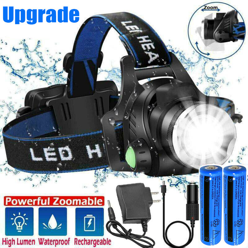 Super Bright 9000000LM LED Headlamp Headlight Head Torch Rechargeable Long Range