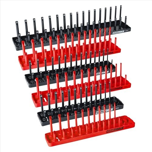 22234 Socket Organizer, 6 Piece Socket Organizers, SAE and Red and Black