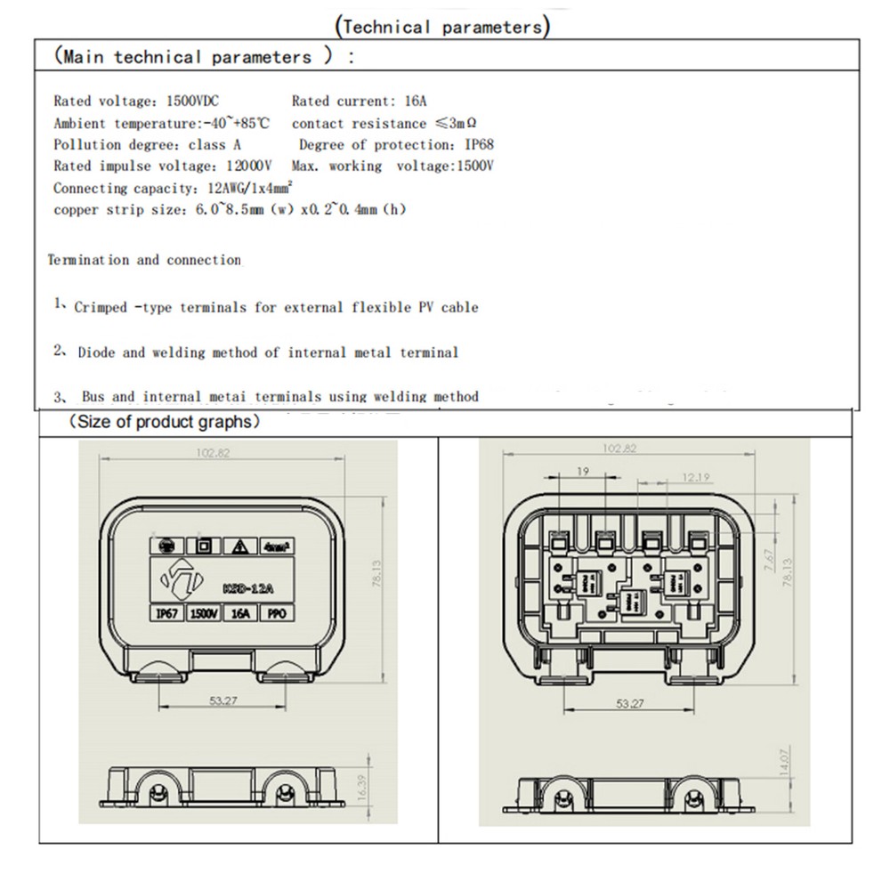 Waterproof Solar Panel Double-sided Single Photovoltaic Junction Box