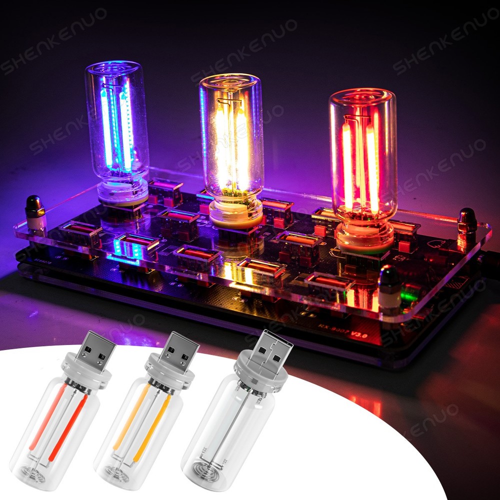 USB Glass Bottle Atmosphere Night Light – Touch Switch Dimmable LED Bulb, 2pcs