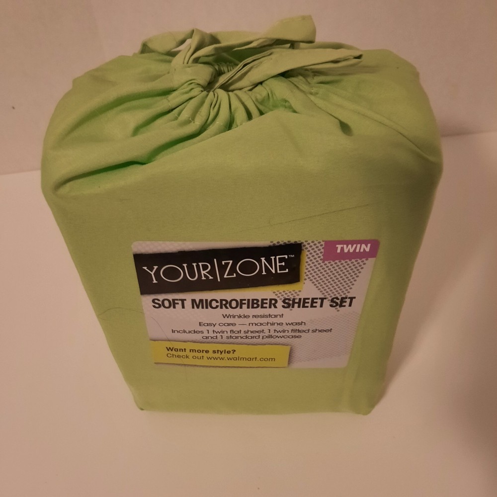 Your Zone Twin Sheet Set Soft Microfiber In Lime Apple Green