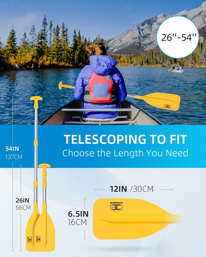 OCEANBROAD Telescoping Emergency Paddle 26''-54'' 26''-54''(1-pack), Yellow