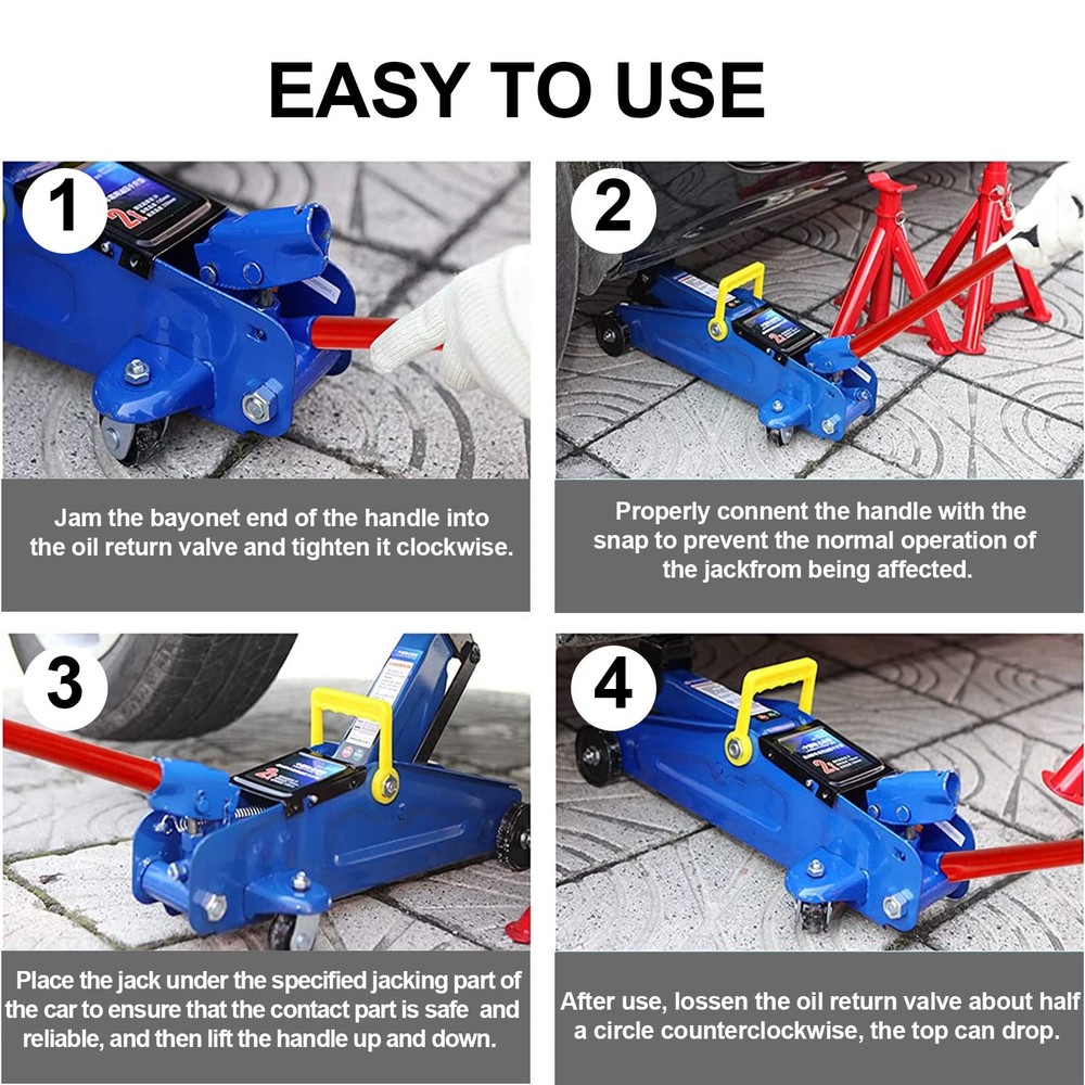 ANCKNE Horizontal Hydraulic Jack Handle 2 Ton Jack Handle Replacement with Ru...