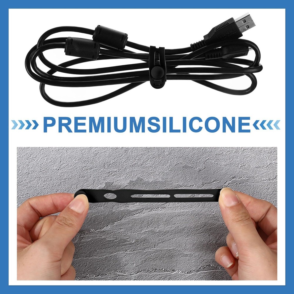 42 Pcs Silicone Cable Ties Reusable Cord Straps Multipurpose Elastic Cable Or...