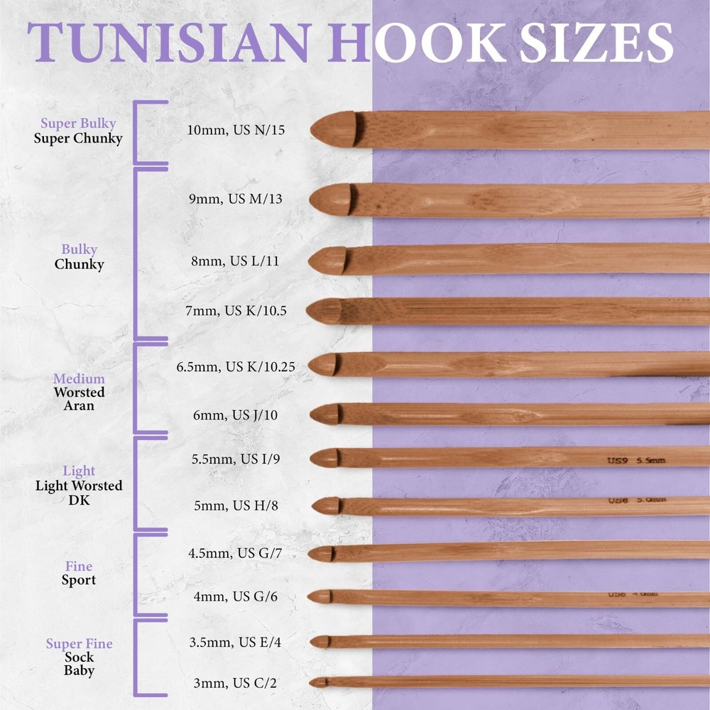 JubileeYarn Tunisian Bamboo Crochet Hooks