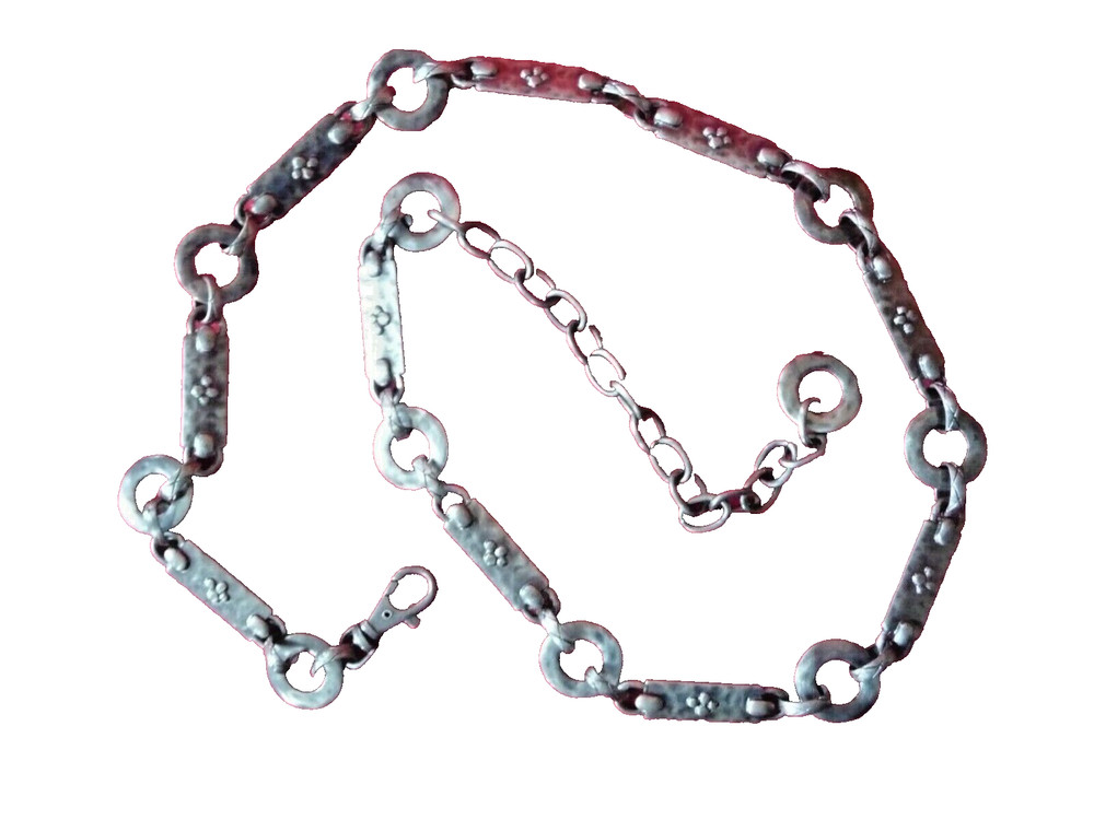 Talbots Belt Metal Oxidized Silver Tone Links One Size Adjustable