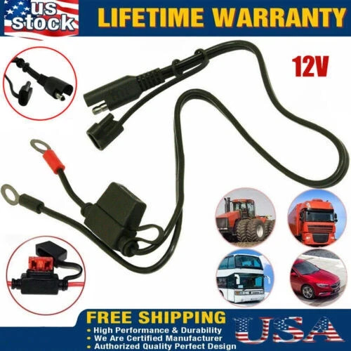 SAE 2Pin Ring Terminal Battery Cord Tender Cable Harness Wire Plug Quick Connect