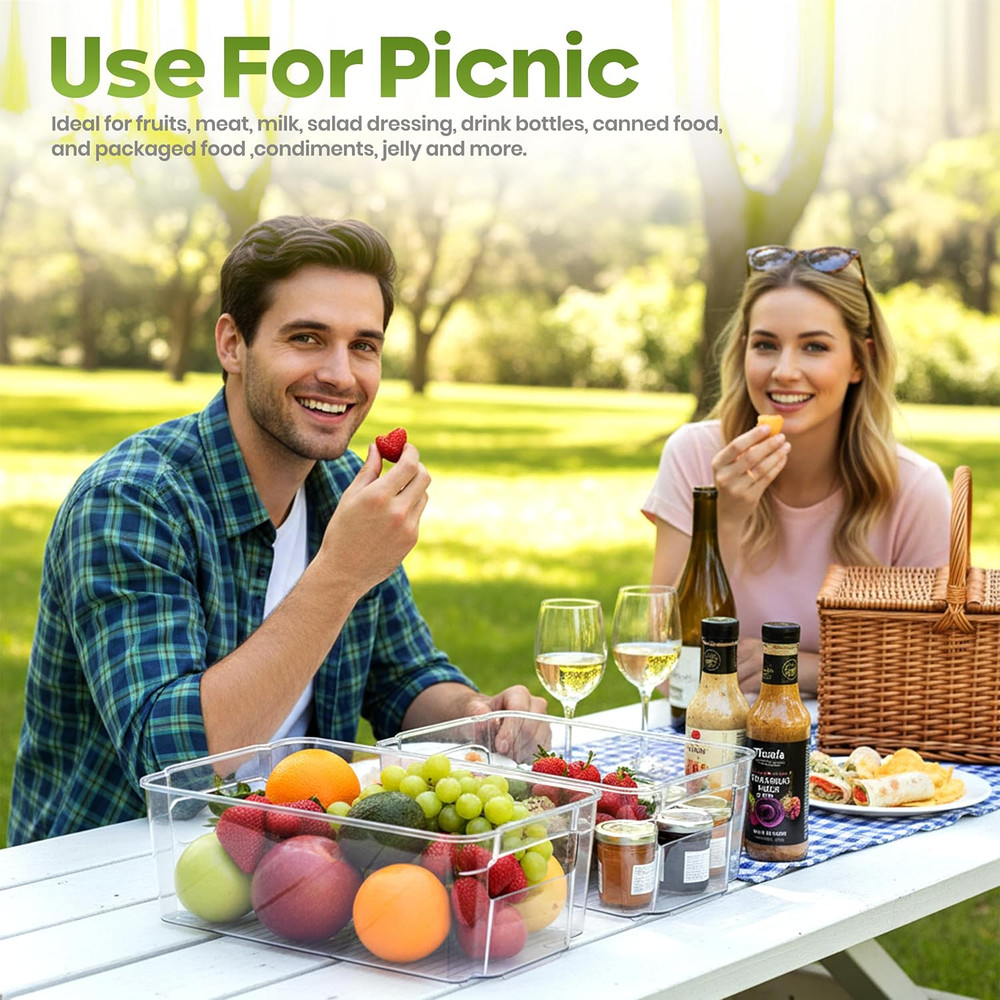 - Fridge & Refrigerator Organizer Bins (8 Pack), Clear Stackable Durable Plas...