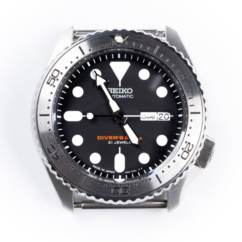 SKX007/SRPD Flat Steel Bezel Insert - Black Thin Markers/Black Triangle - CT629