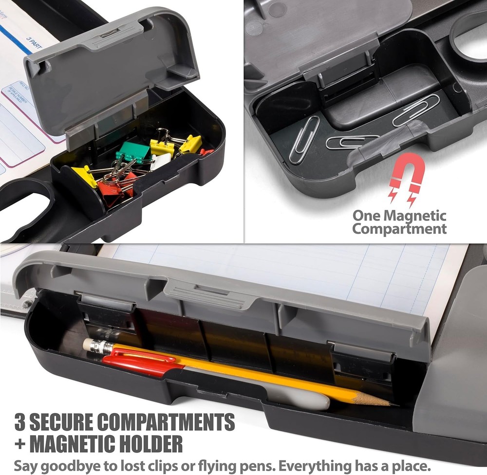 Lightweight Charcoal Clipboard Case for A4 Documents - Perfect for On-the-Go Use