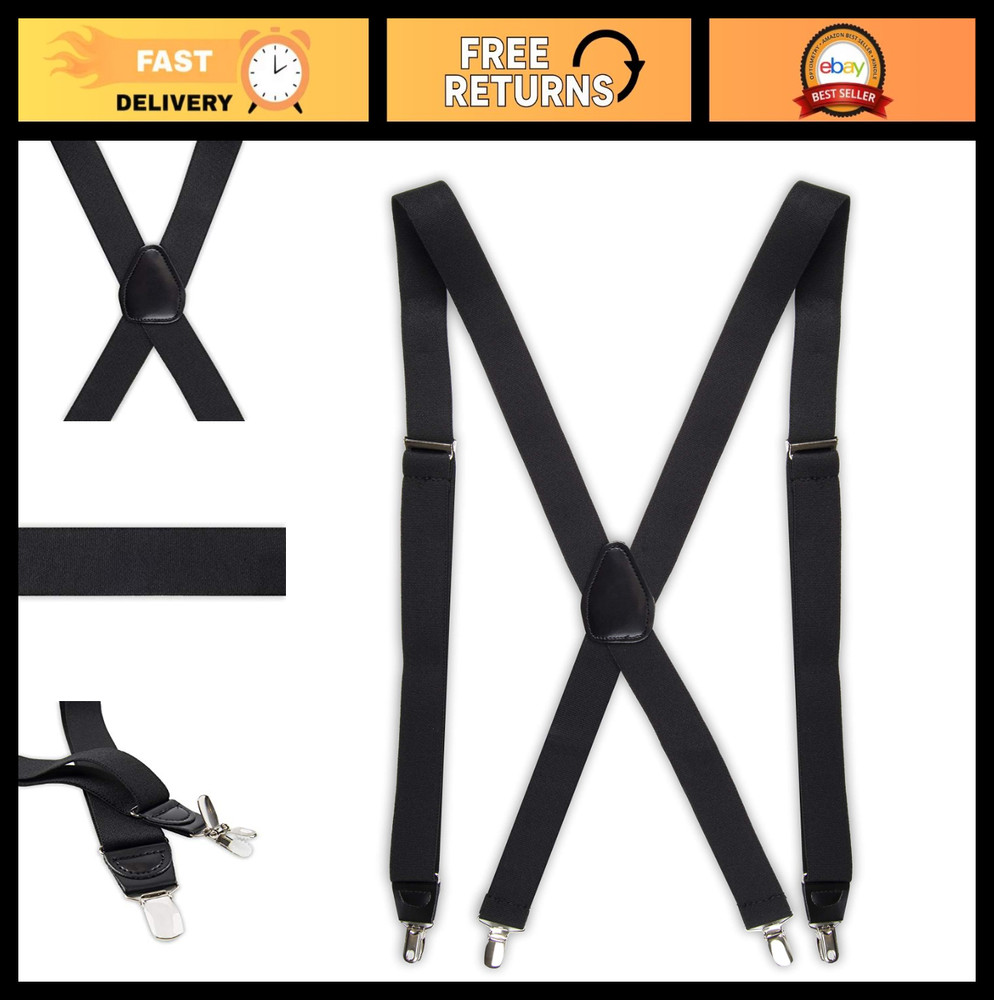 Men's Solid Suspenders - Adjustable, Durable, Classic Style for Formal & Casual