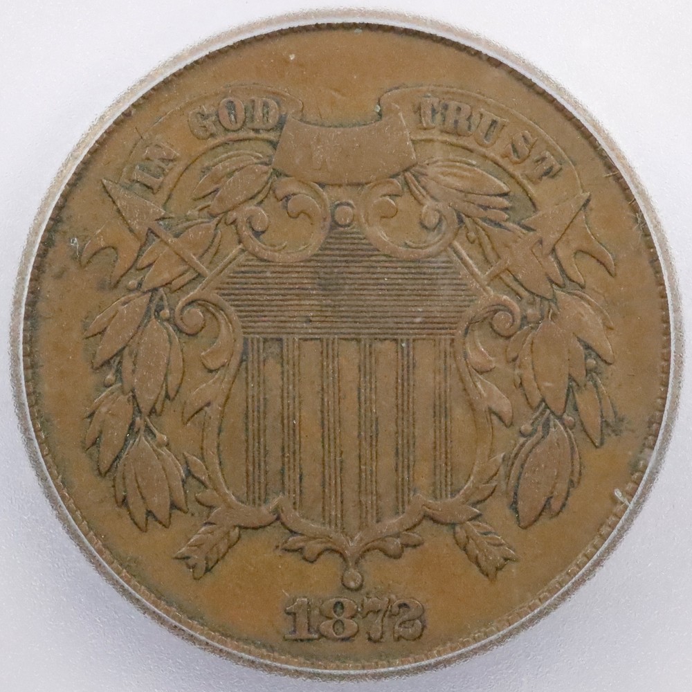 1872 2c Two Cent Piece - ICG VF 25