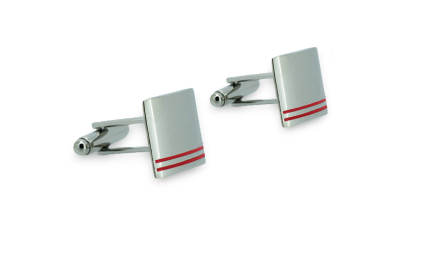 Red Stripe Square Cufflinks