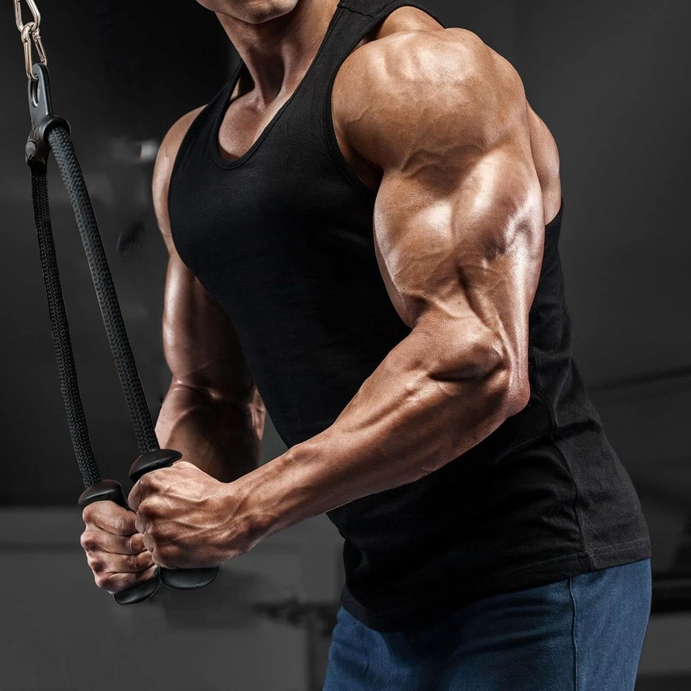 Ergonomic Tricep Rope Pull Down Attachment Upgraded Long Triceps Rope Cable A...