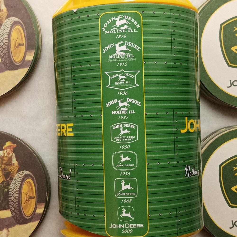John Deere Dispenser Silo Coaster Coasters Set with Absorbent Beverage Refill