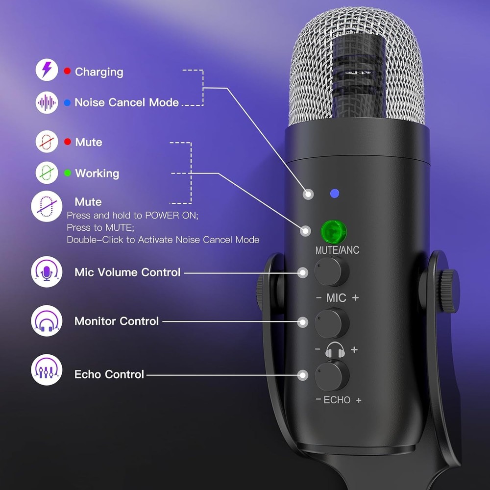 Wireless Microphones Mic for iPhone PC iPad Android Phone-Cordless