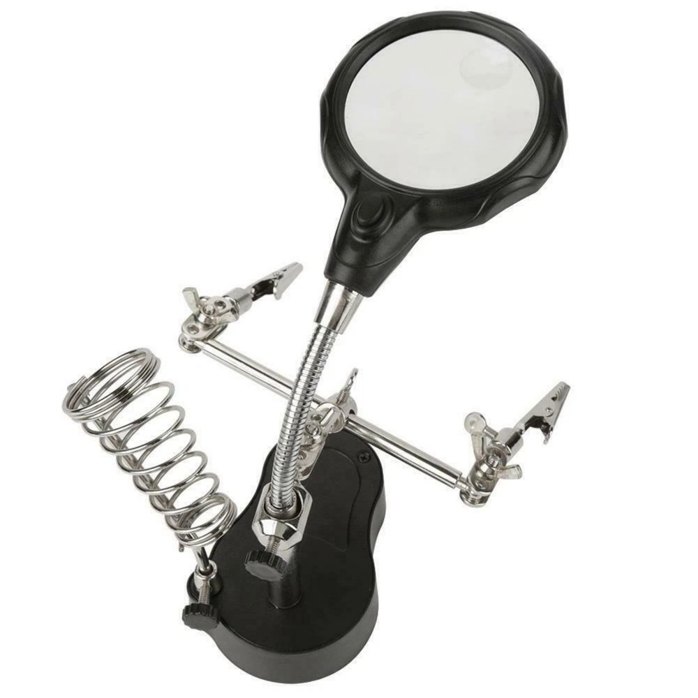 Adjustable Magnifier Soldering Holder 2.5X or 5X with LED for Dark Environment