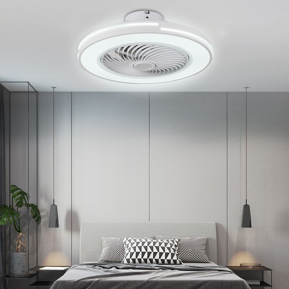 Modern Invisible Ceiling Fan Light Bladeless Chandelier Lamp With Remote Control