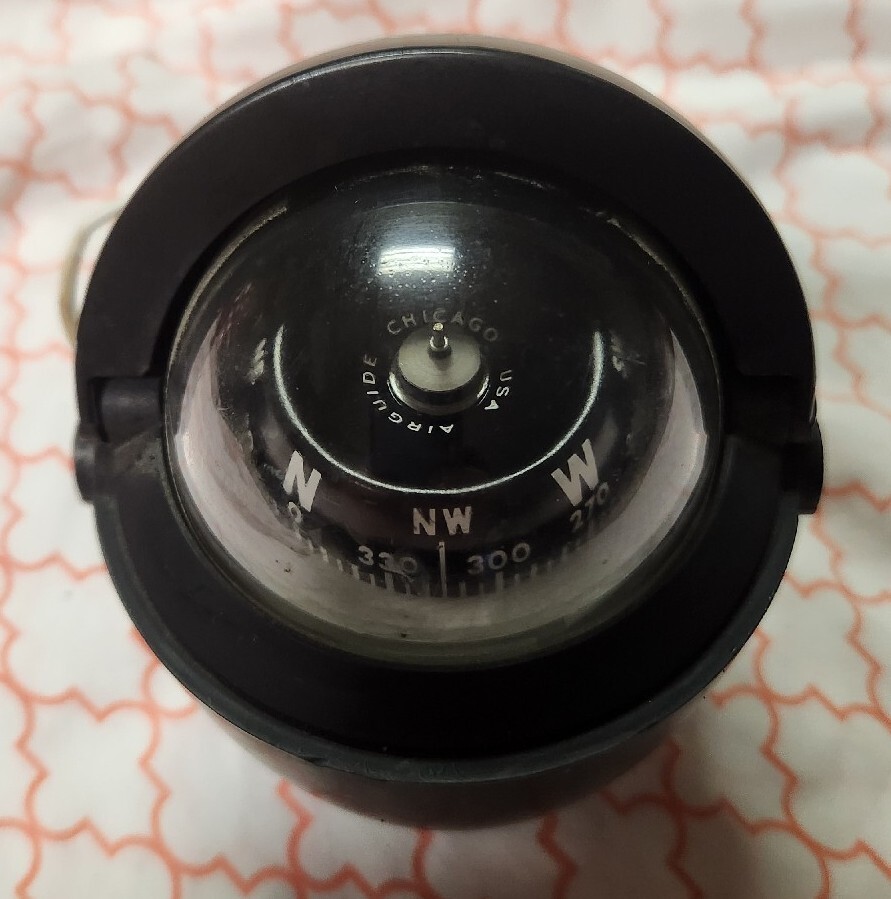 Vintage Airguide Boat Compass Chicago Marine Back Lighted Untested
