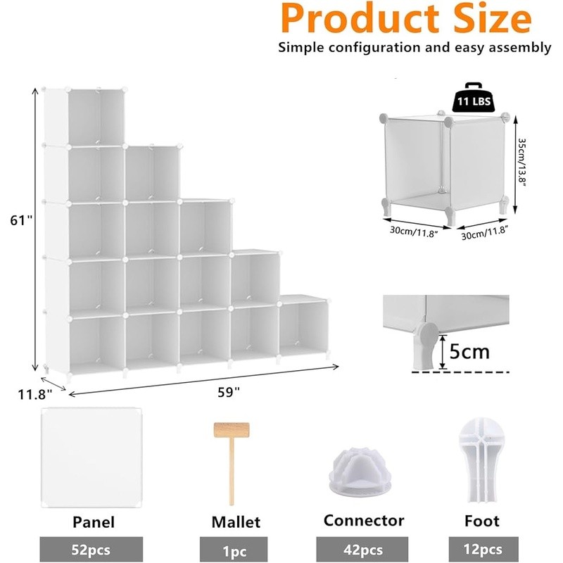 16 Cube Portable Storage Organizer Stackable Closet Shelves Multi-Purpose Unit