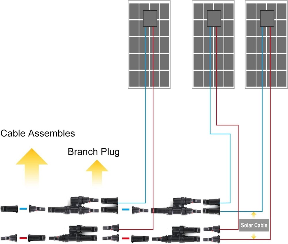 Solar Branch Connectors Y Connector for Parallel Connection Between Solar Pan...