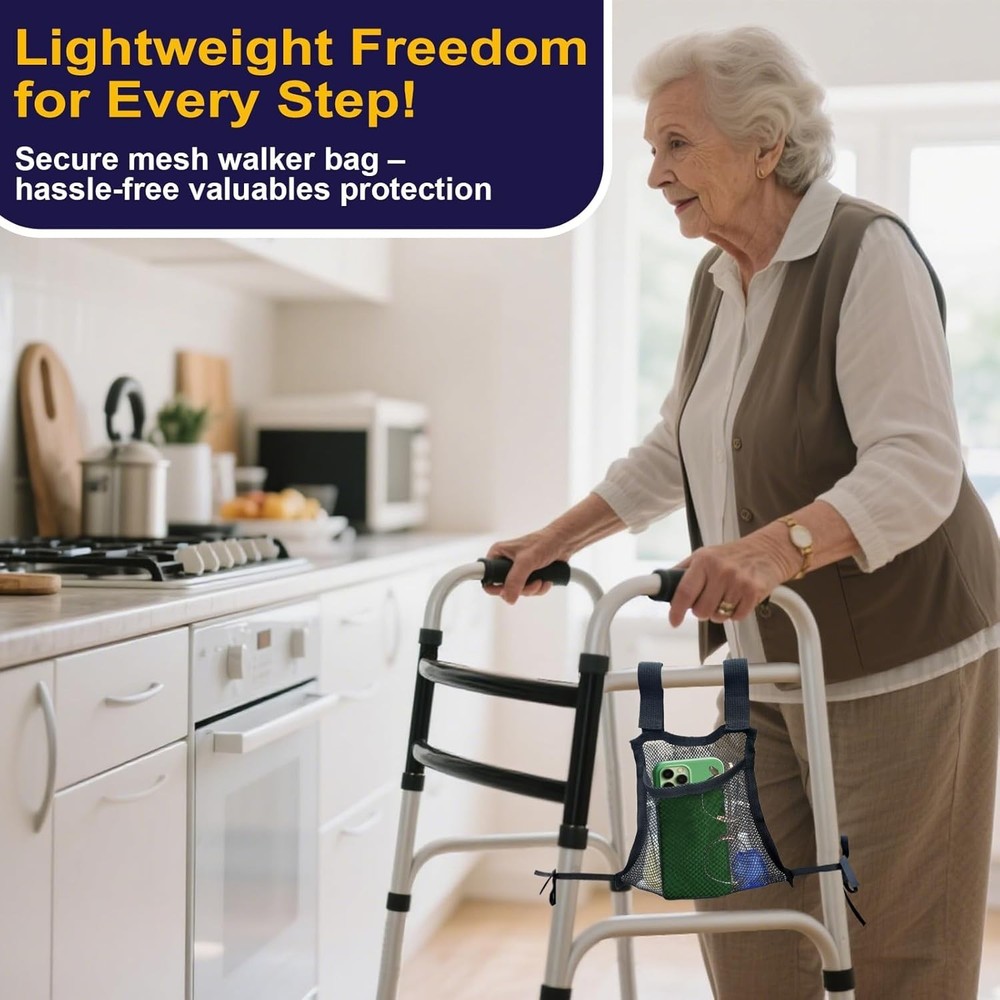 Lightweight Side Walker Bag Organizer - Easy Attachment & Secure Storage - Black