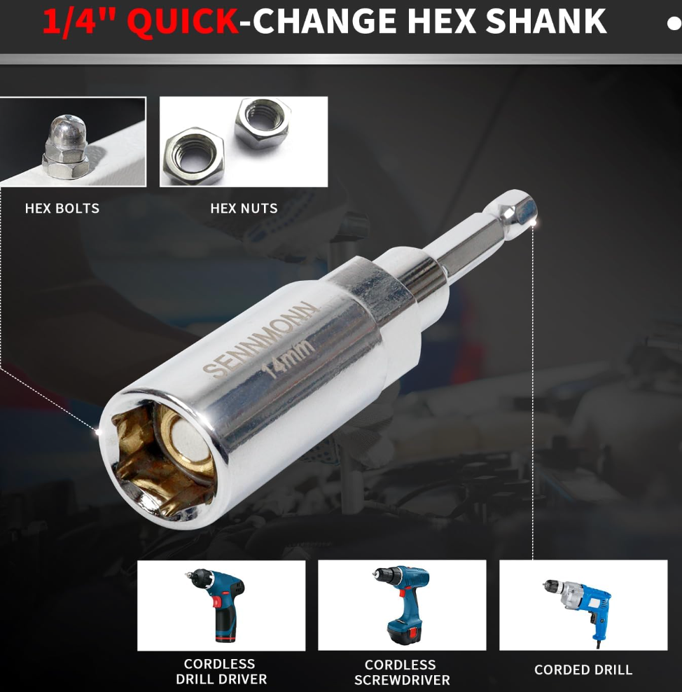 CROWNTOOLS 8PC SEA EXTRA DEEP ADJUSTABLE MAGNETIC NUT DRIVER SET