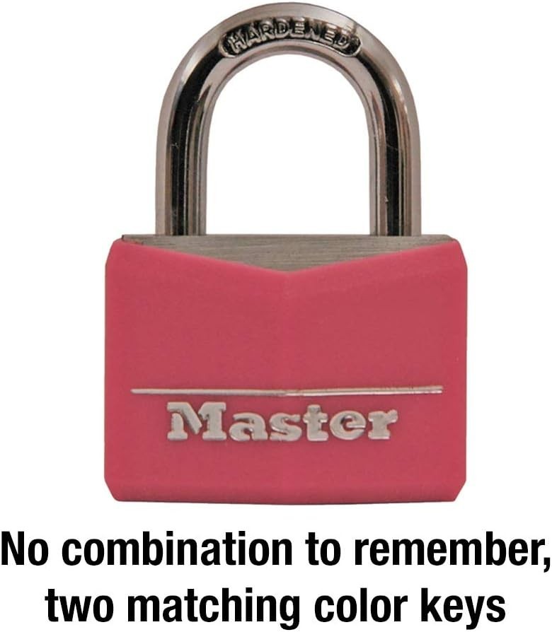 Compact Pink Keyed Padlock for Gym & School Lockers - Enhanced Security Features