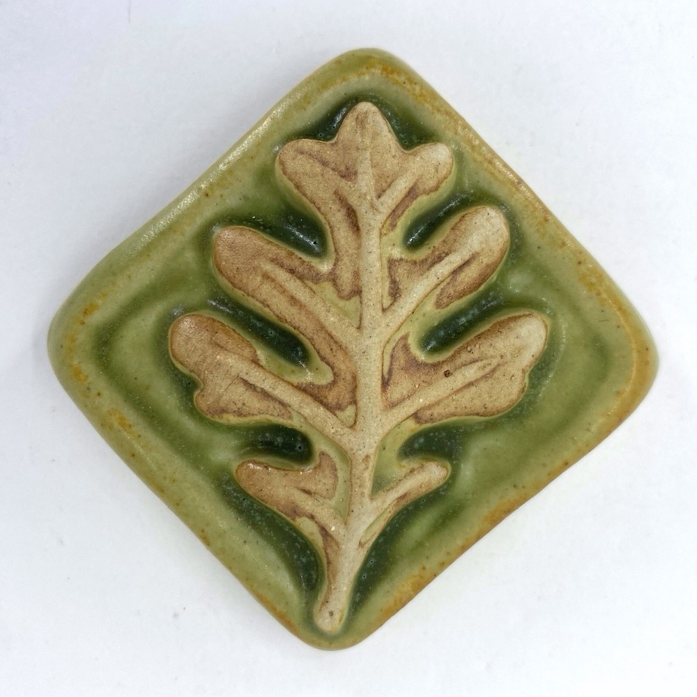 Oak Leaf 2x2" Ceramic Art Tile by Gretchen Kramp