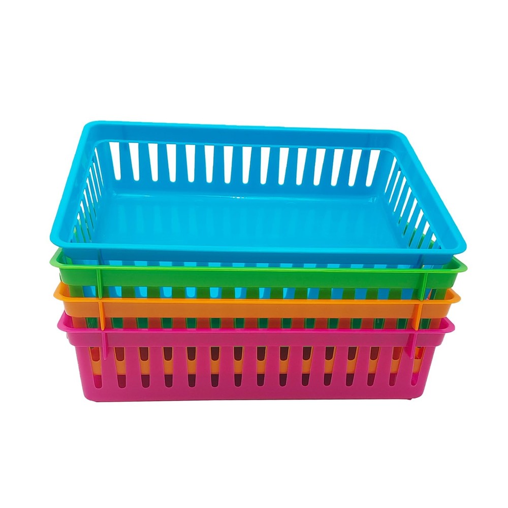 8 Pack Classroom Storage Baskets Bins Colorful Plastic Organizer Basket Small...