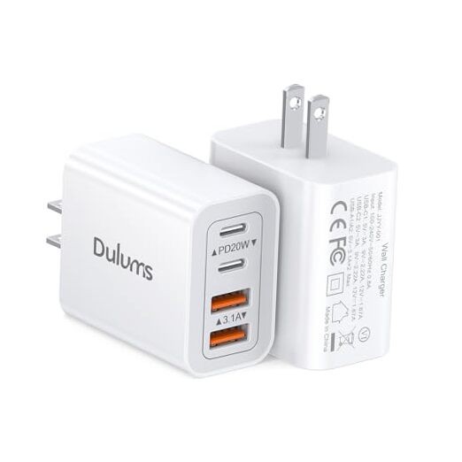 40W USB C Charger Cube, 2-Pack Wall Plug Fast Charging Block, 4 40W 2Pack White