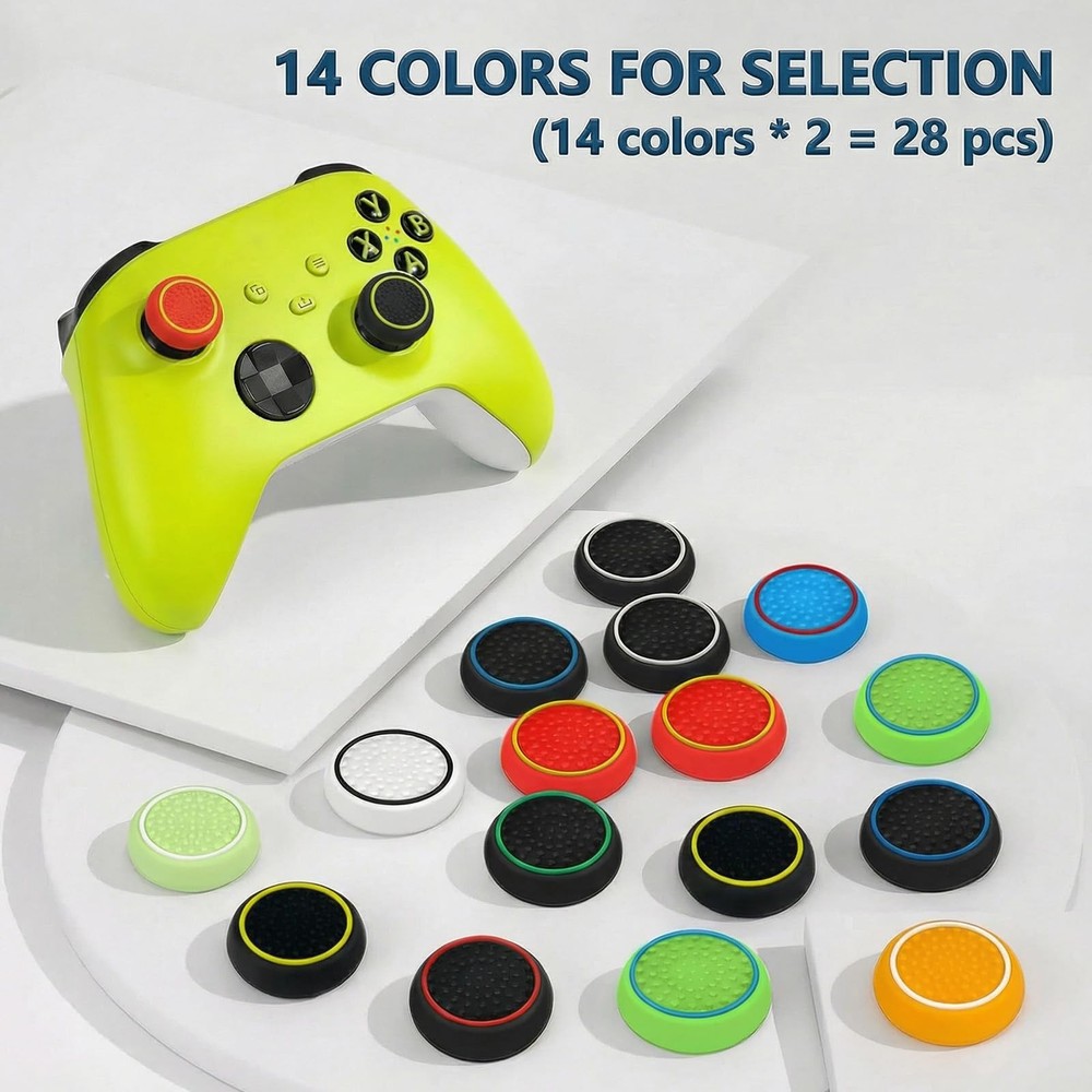 28PCS Optimized Silicone Thumb Grips & Joystick Caps for PS4/PS5/Xbox Control...