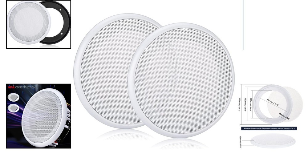 2-Pack 5 Inch White Decorative Speaker Grille Covers - Easy Install & Protect
