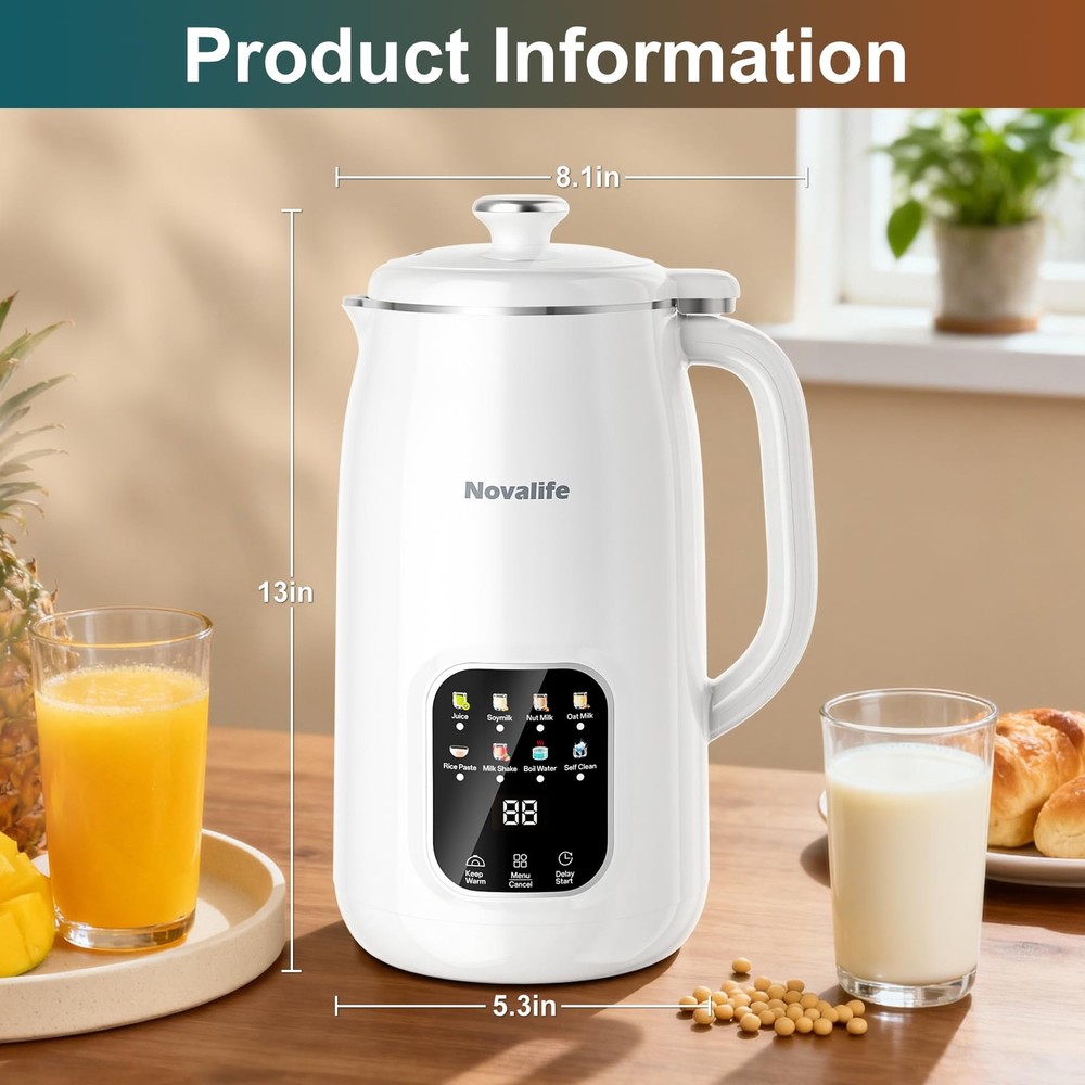 8 in 1 Nut Milk Maker Machine, 40oz Automatic Soy Extra Large, White