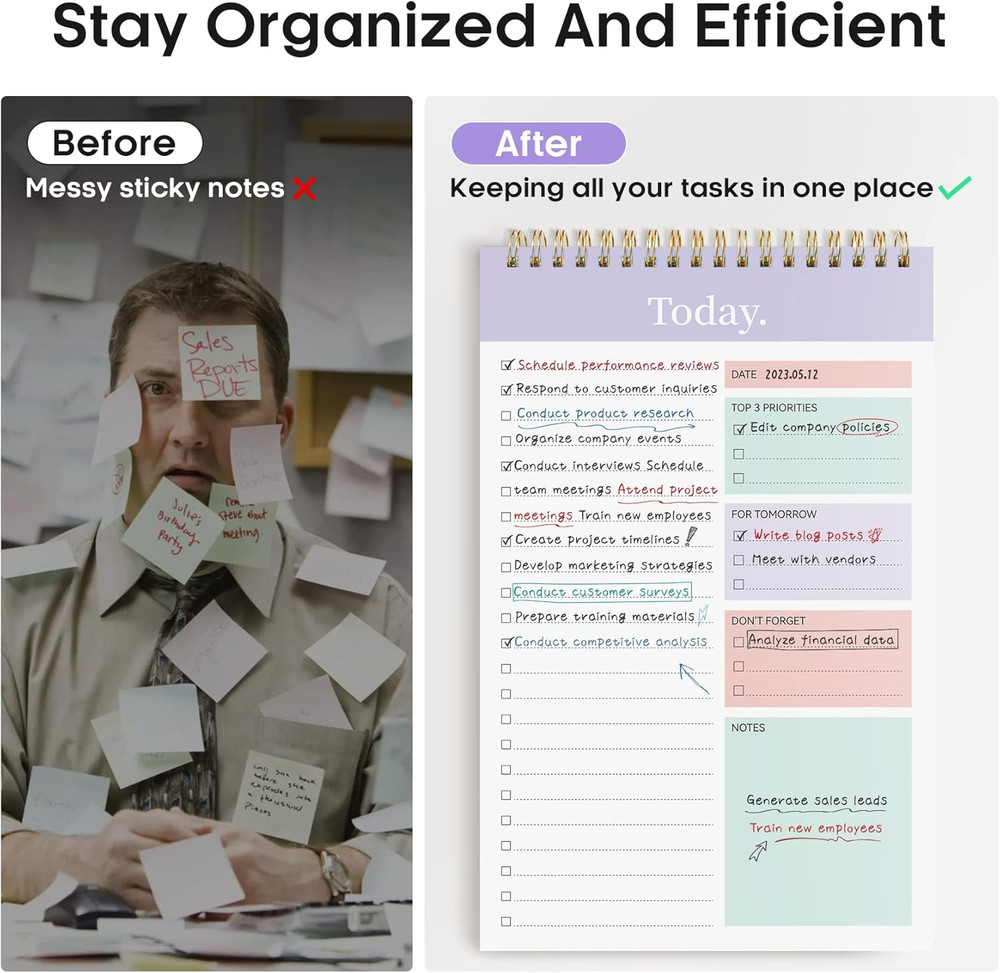 to Do List Notepad - to Do List Notebook for Work with 52 Sheets, 9.8" X 6.5", U