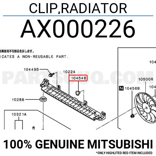 Genuine Mitsubishi Upper Bracket Clip AX000226