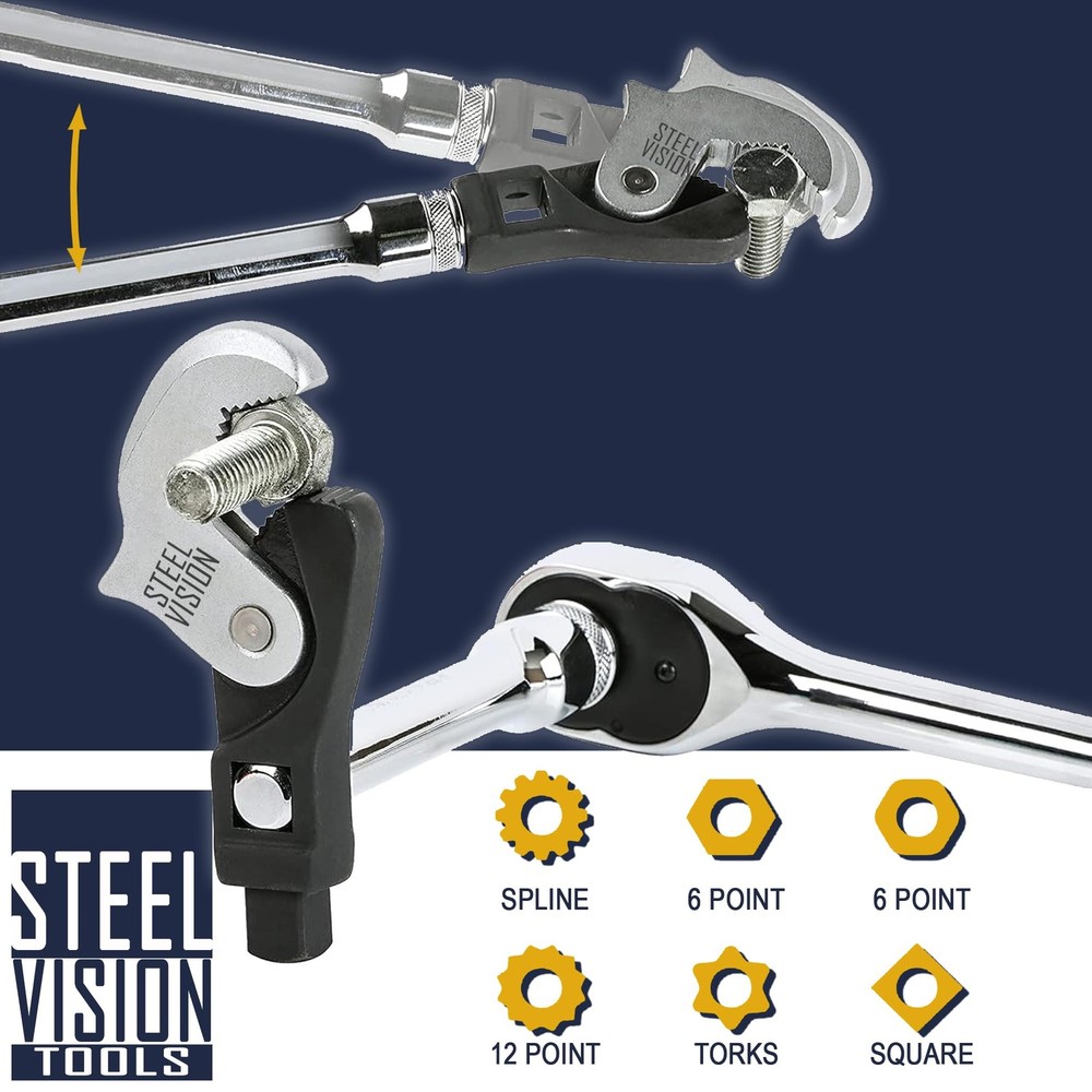 3-Piece Adjustable Crowfoot Wrench Set: Spring Loaded 3pc (5-32mm), Silver