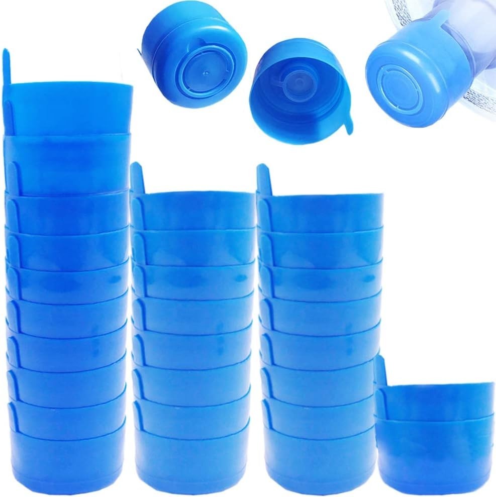 30 Pack Non Spill Caps,Reusable 55mm 3 and 5 Gallon Water Bottle