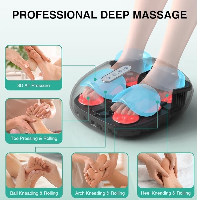 Medcursor Foot Massager Machine W/Heat Deep Kneading Rolling Air-Compression