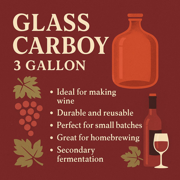 LD Carlson Glass Carboy 3 Gallon