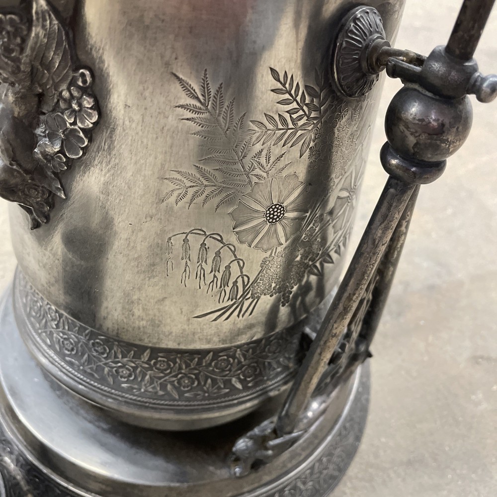 Antique Victorian Silverplate Tilting Water Coffee Pitcher