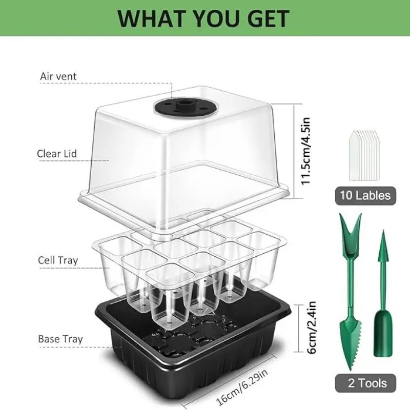 2 Pack Seed Starter Trays with Grow Light Seed Starter Kit Seed Growing Starting