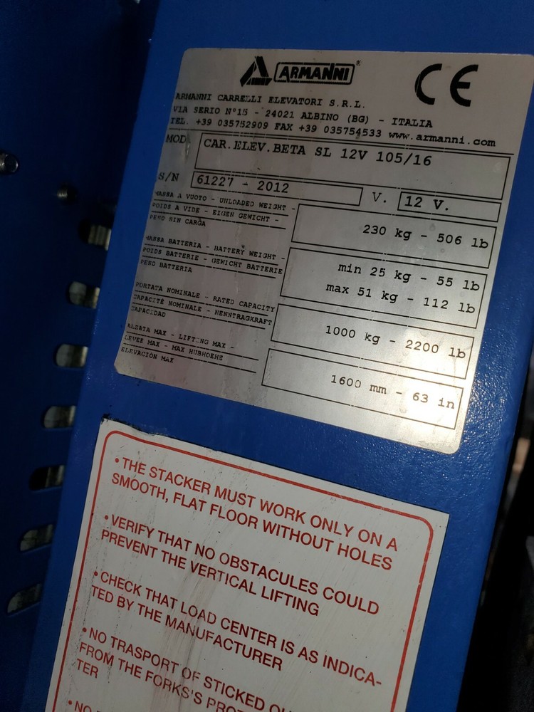 Armanni BETA Lift semi-electric stackers -