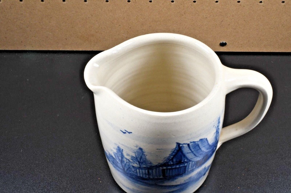 1994 Storie Pottery Pitcher Country Barn Scene