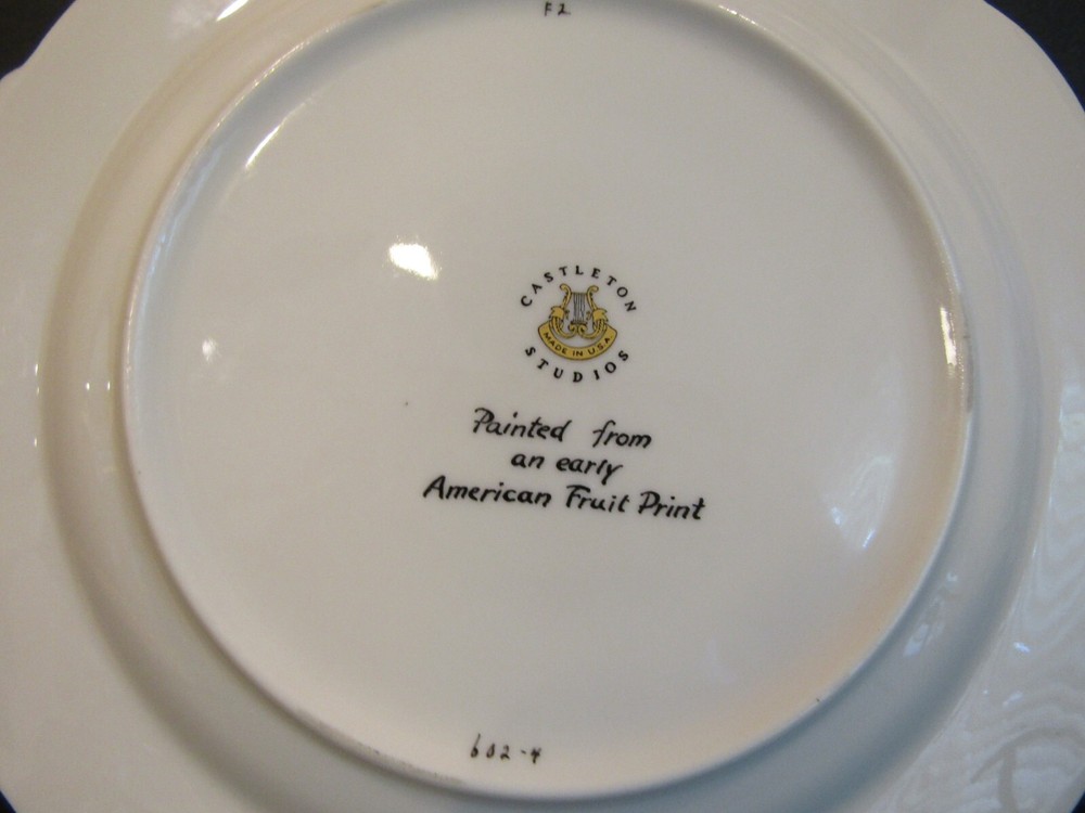 Castleton Studios CHERRIES 9 1/8" Luncheon Plate Painted-AMERICAN FRUIT PRINT