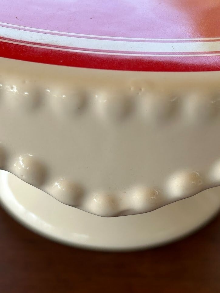 Vintage Ceramic Cake Stand With Cherry Pie Design Kitchen Decor